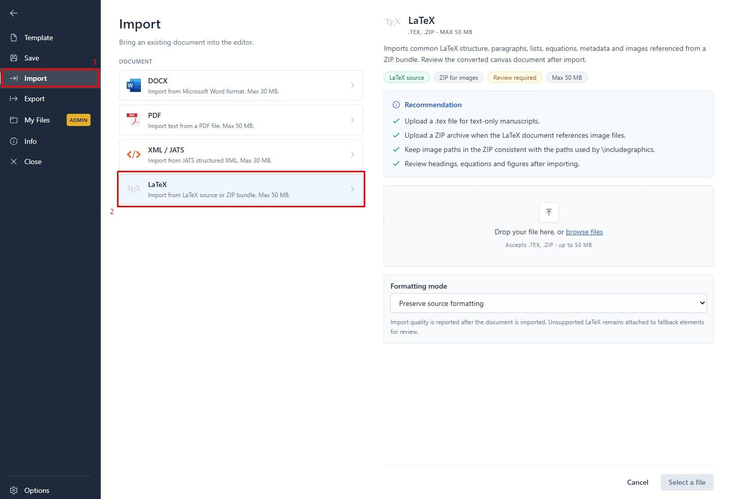 LaTeX Import and Export in JATS Editor: A Smarter Workflow for Scholarly Publishing